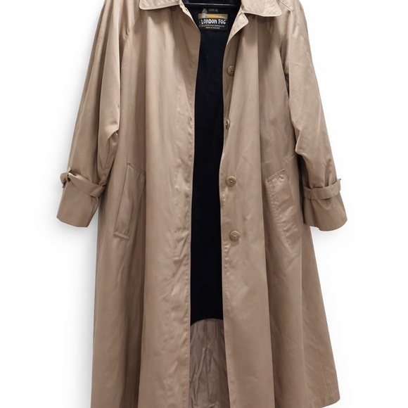 London Fog Jackets & Blazers - Vintage London Fog Towne Trench Coat Beige Tan 18.5 Petite Long Y2K